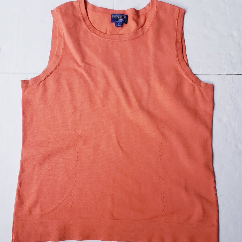 Pendleton Vintage Silk Minimalist Sleeveless Knit Orange Tank Top